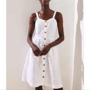 Ann Taylor Loft White Linen Midi Dress NEVER WORN size 8